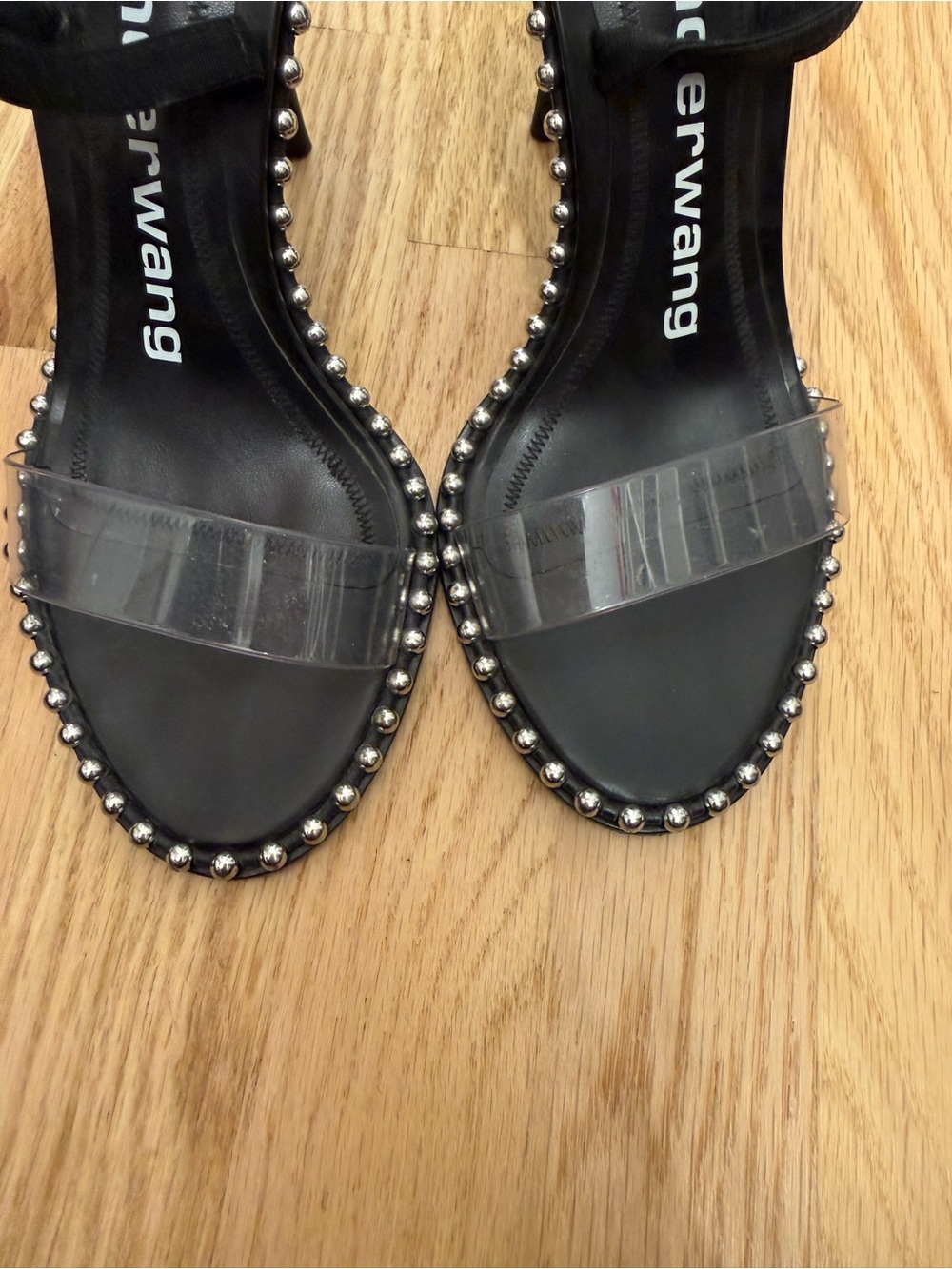 Alexander Wang Black Studded Sandals with Clear Toe Strap - Picture 4 of 4